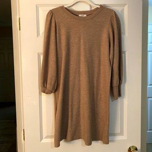 Long Sleeve Tan Sweater Dress Size Large